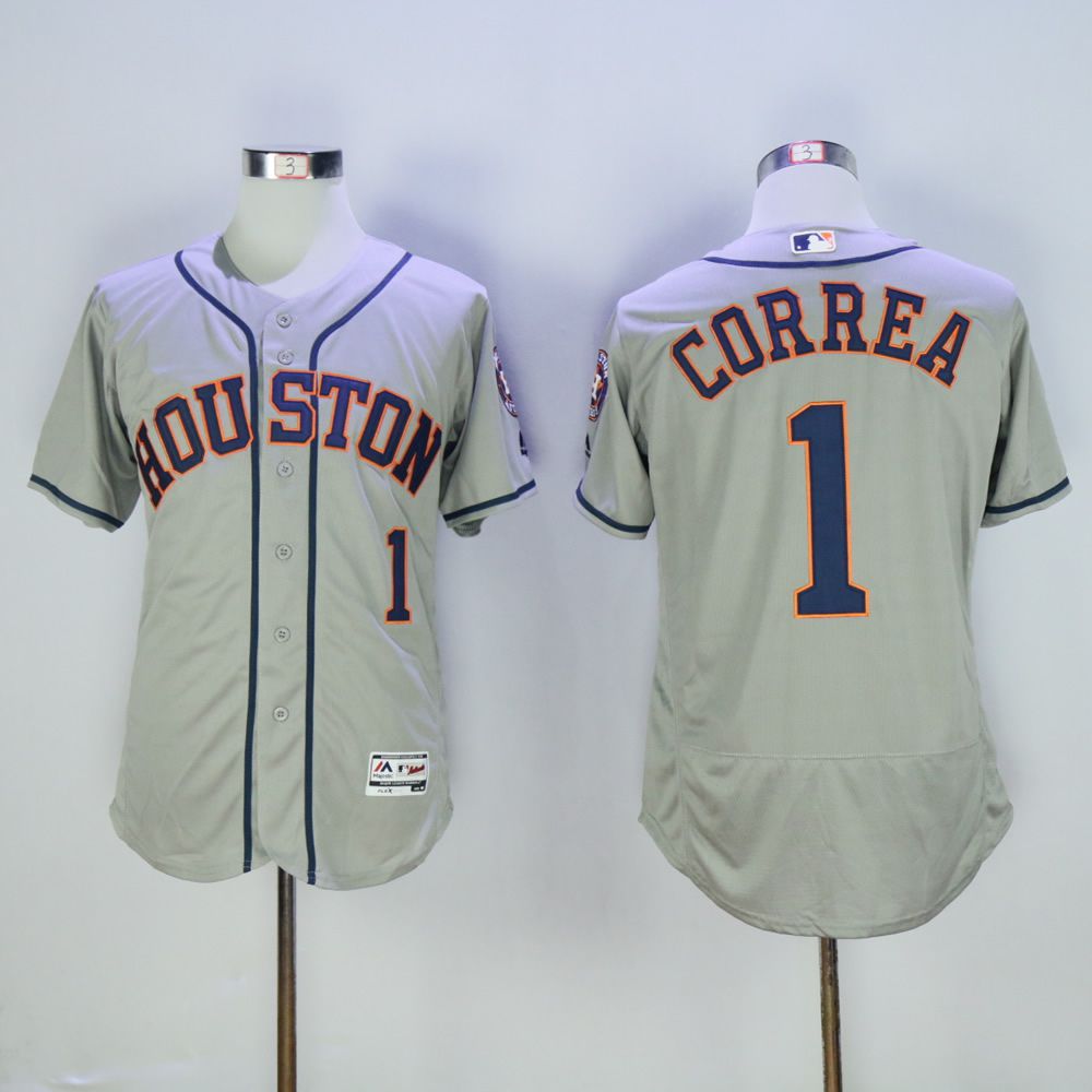 Men Houston Astros #1 Correa Grey MLB Jerseys